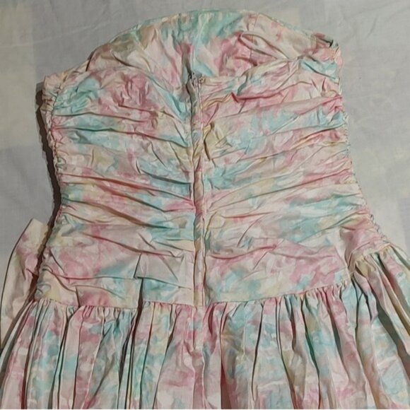 Vintage 80s Dance Allure Alfred Angelo Pastel Floral Strapless Dress ILGWU - Picture 6 of 13